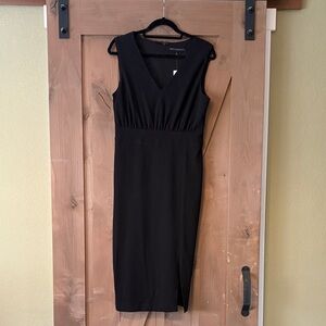 Chic Black V-Neck Midi Dress